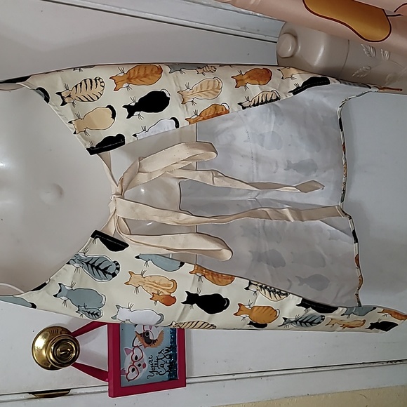 Cooking Apron cat print multicolored kitties nwot pocket cotton - Picture 5 of 7